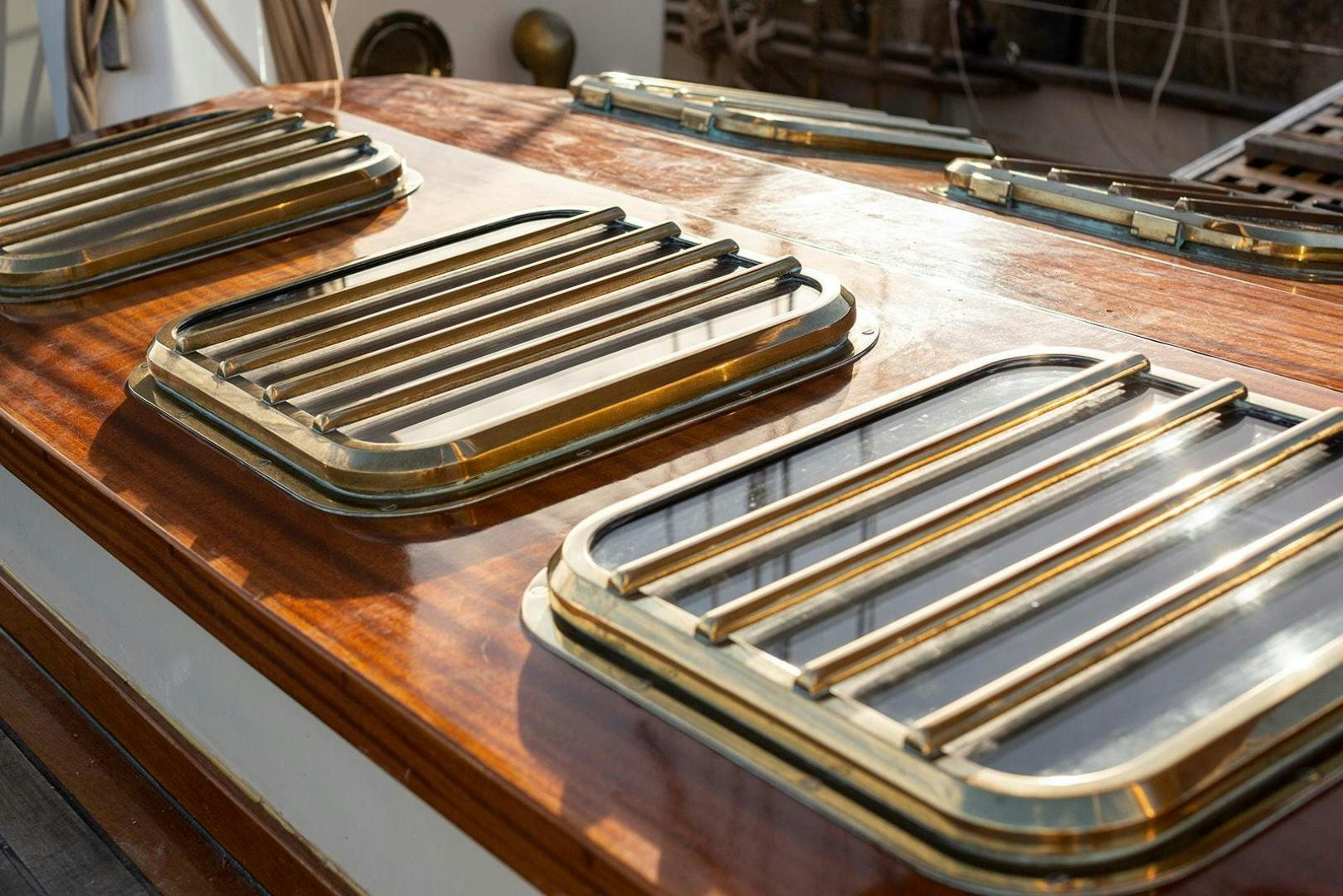 a group of metal parts aboard SKYTHIA Yacht for Sale