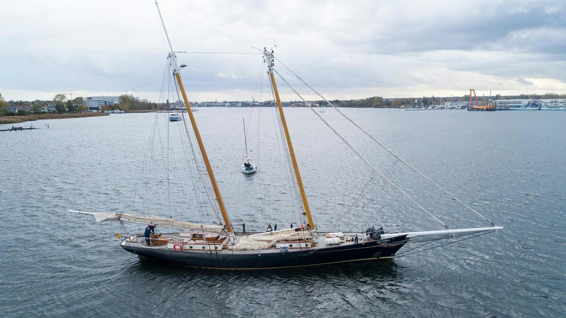 a boat in the water aboard SKYTHIA Yacht for Sale