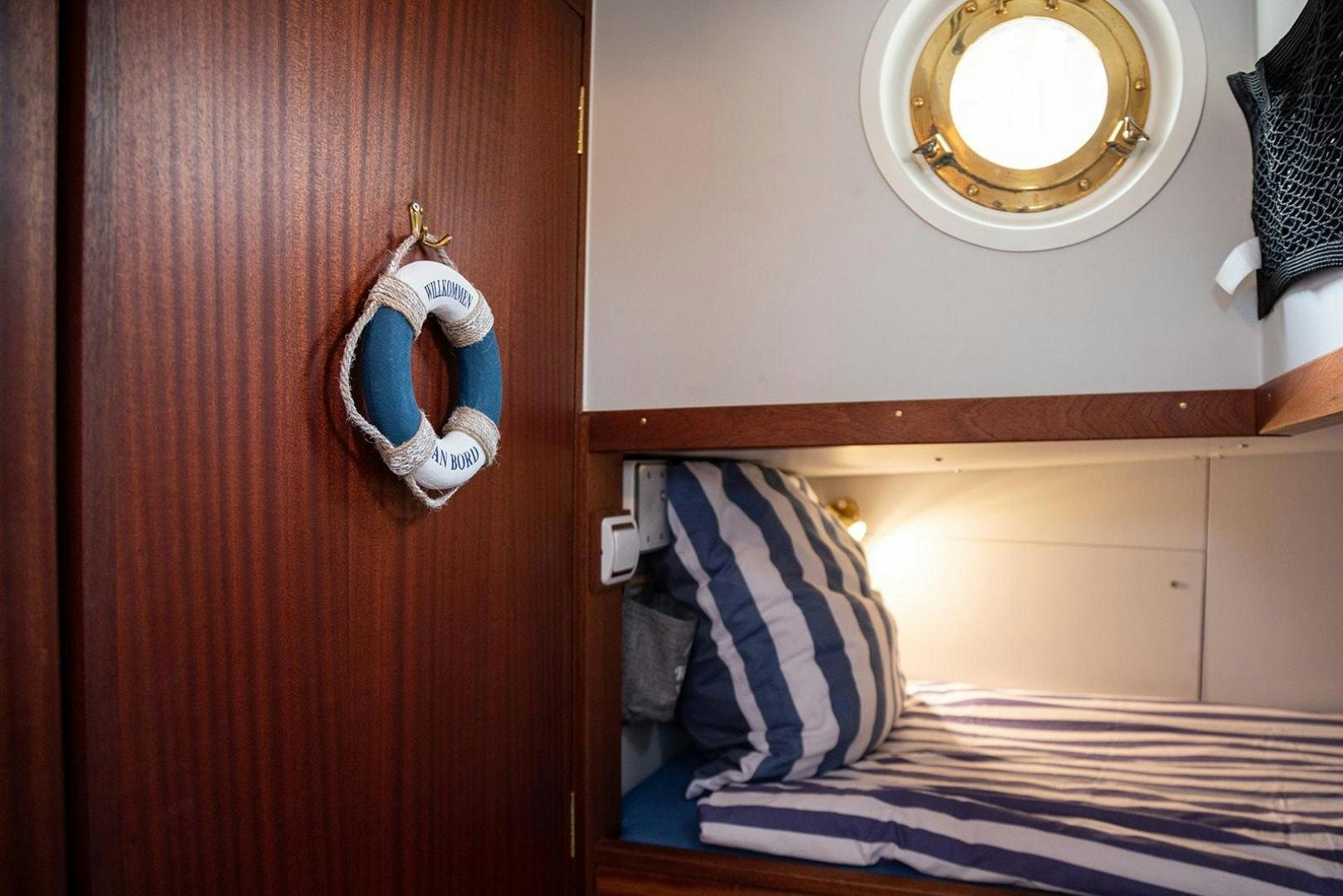 a mirror on a wall aboard SKYTHIA Yacht for Sale