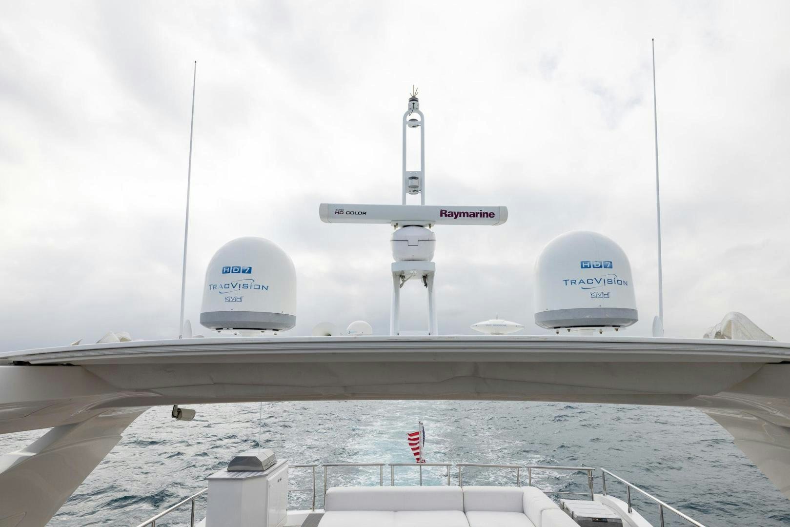 a satellite dish on a roof aboard HAPPY HOURS Yacht for Sale