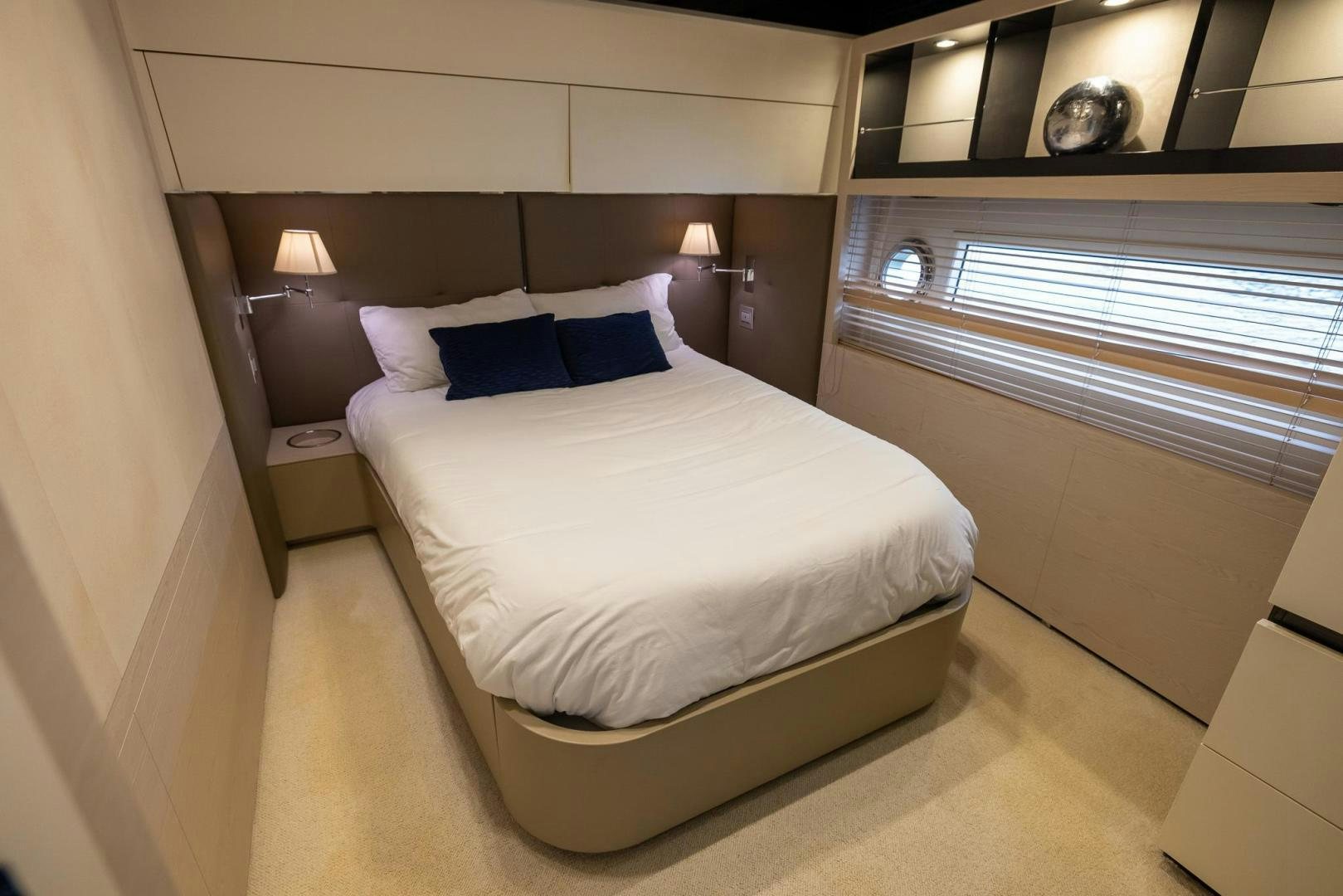 a bed in a room aboard HAPPY HOURS Yacht for Sale