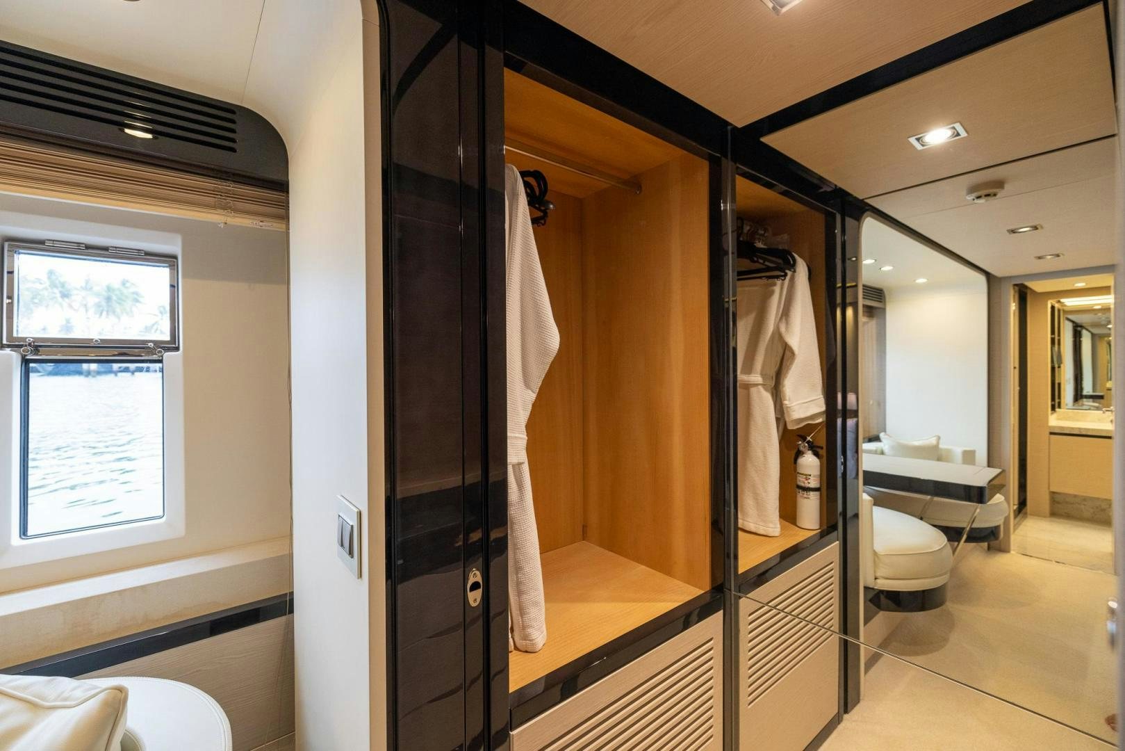 a bathroom with a standup shower aboard HAPPY HOURS Yacht for Sale
