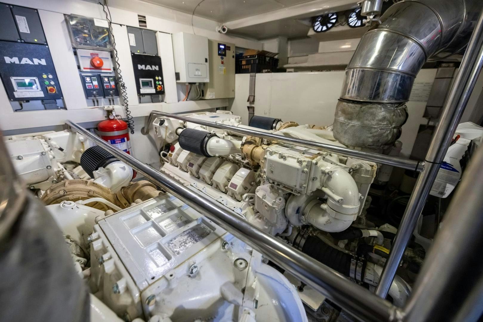 a machine with metal parts aboard HAPPY HOURS Yacht for Sale