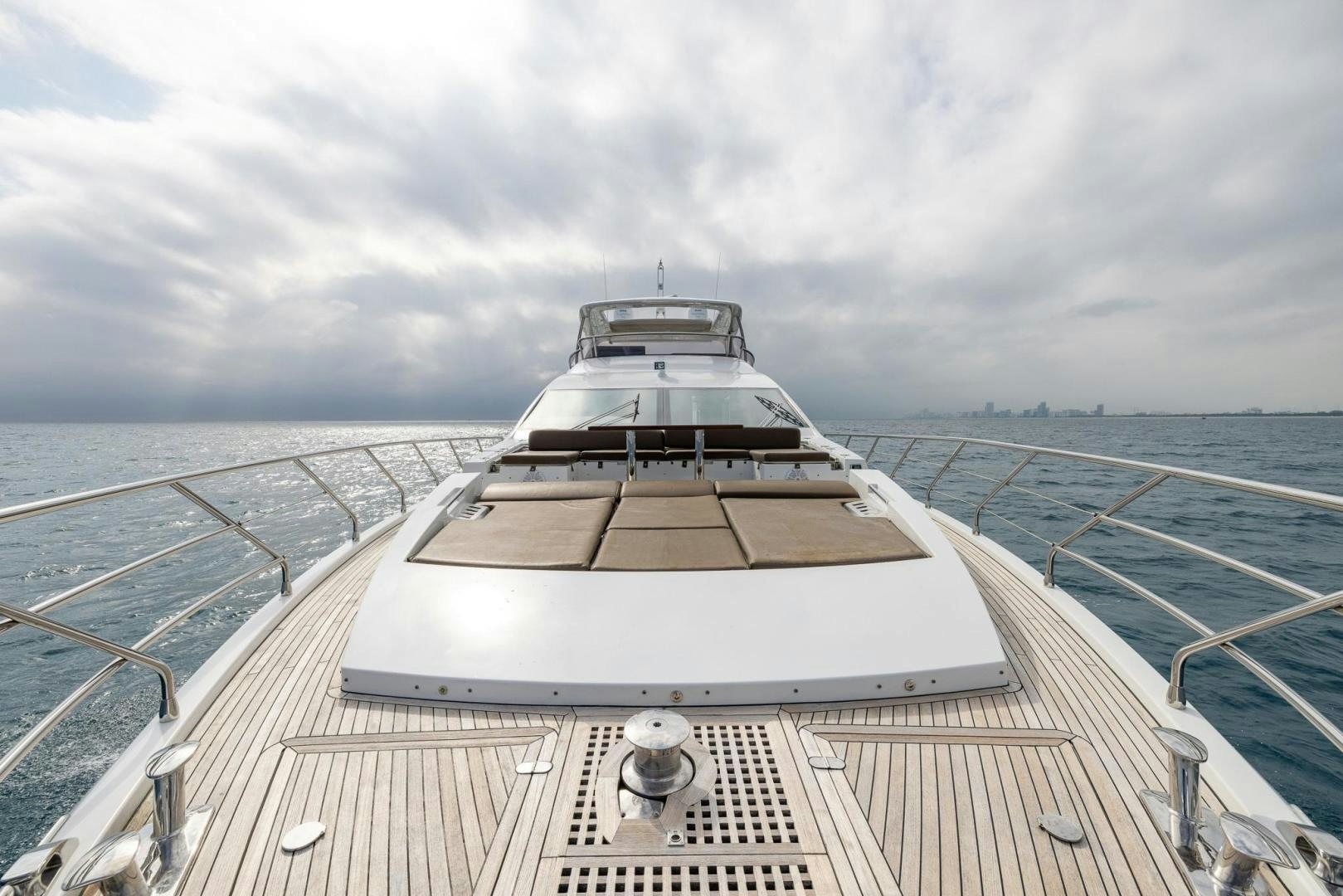 a boat on a deck aboard HAPPY HOURS Yacht for Sale