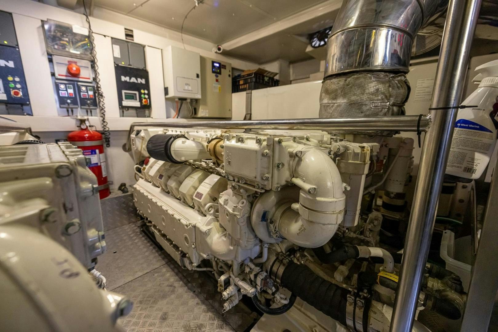 a machine inside a room aboard HAPPY HOURS Yacht for Sale