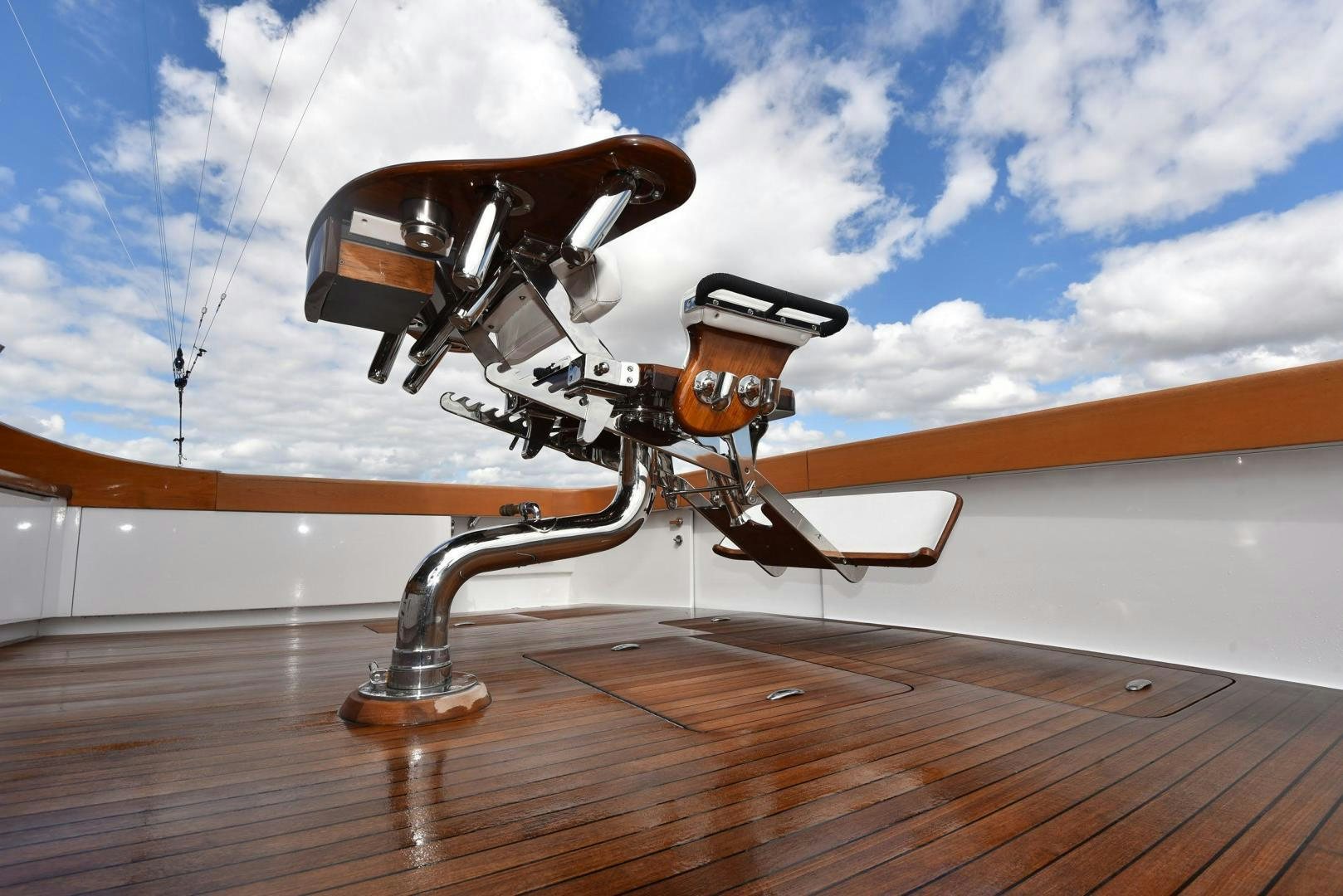 a robot on a wood surface aboard MY LYNN Yacht for Sale