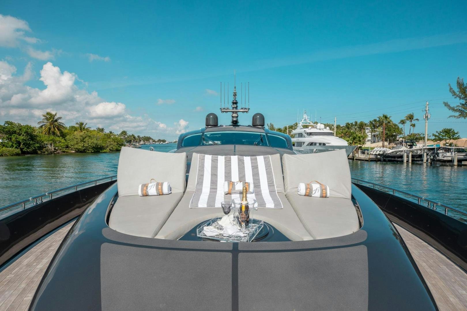 a boat on a dock aboard AMORA Yacht for Sale
