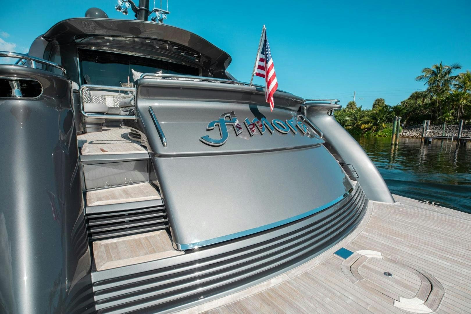 a boat on a dock aboard AMORA Yacht for Sale