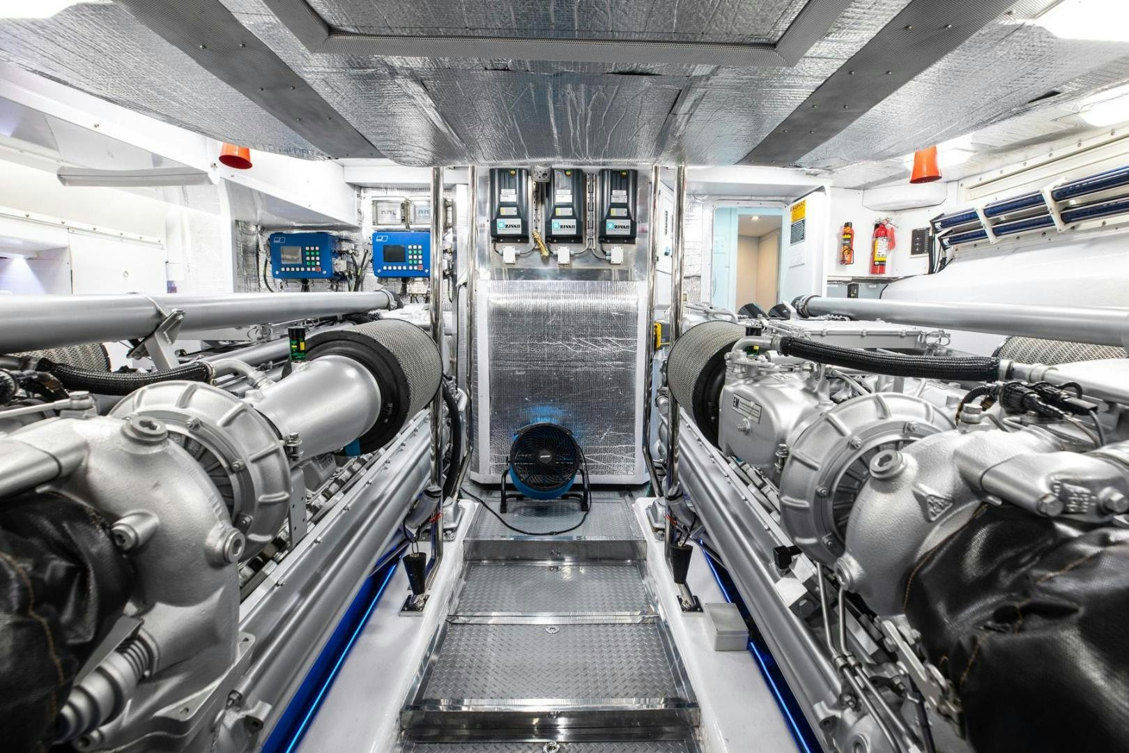 a large machine with pipes aboard AMORA Yacht for Sale