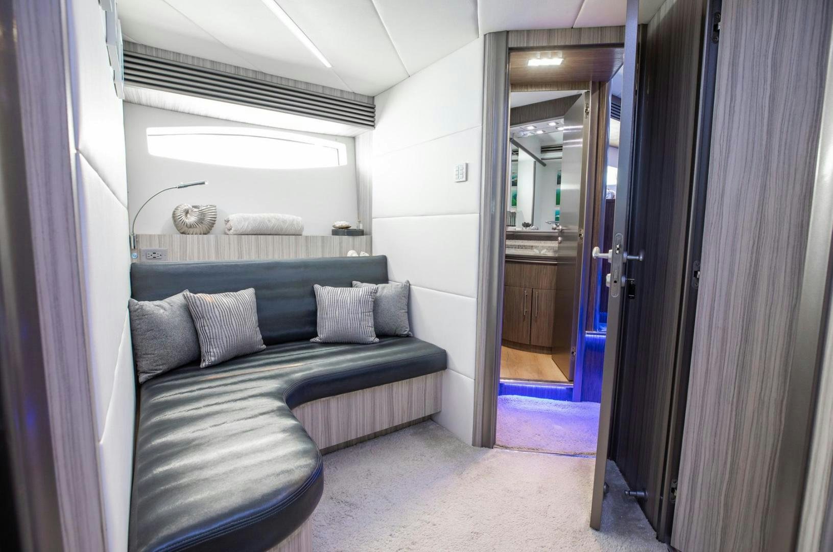a bed in a room aboard AMORA Yacht for Sale