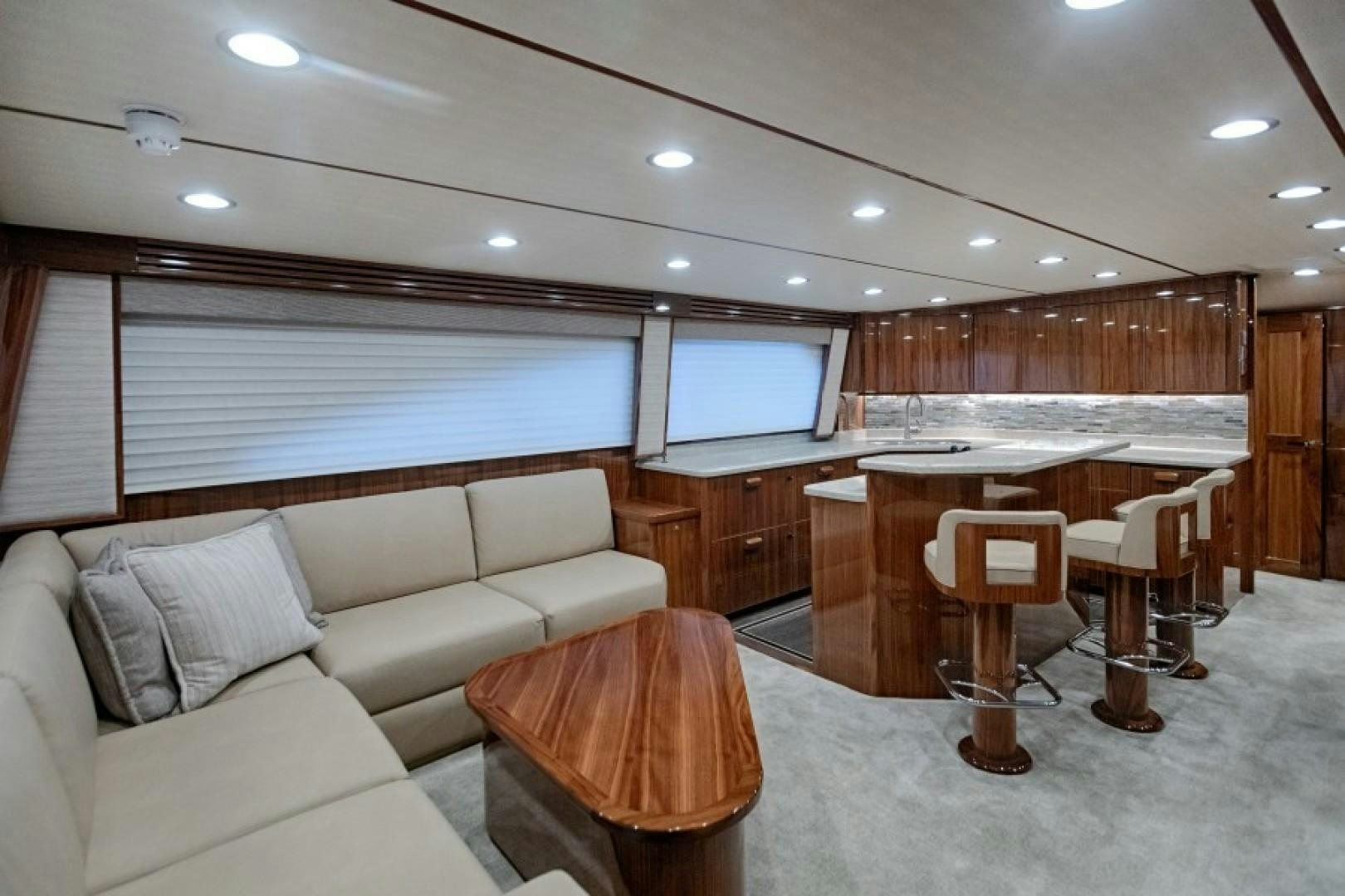 a large kitchen and living room aboard REEL GOOD TIME Yacht for Sale