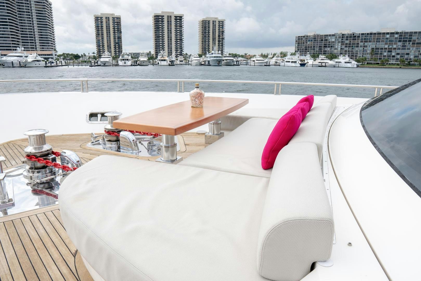a bed on a boat aboard BODACIOUS Yacht for Sale