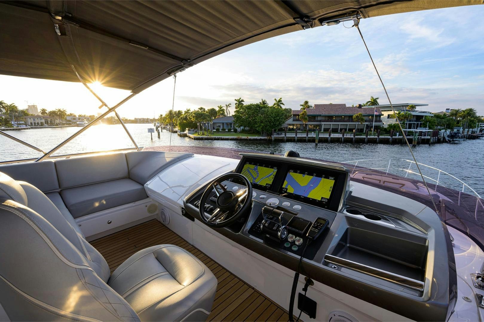 inside of a car aboard GREAT NEWS Yacht for Sale