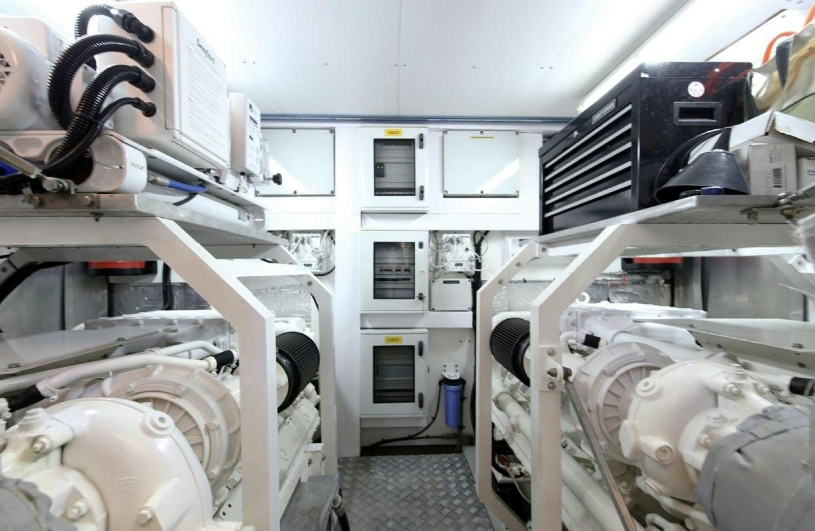 a close-up of a white vehicle aboard SEA C Yacht for Sale