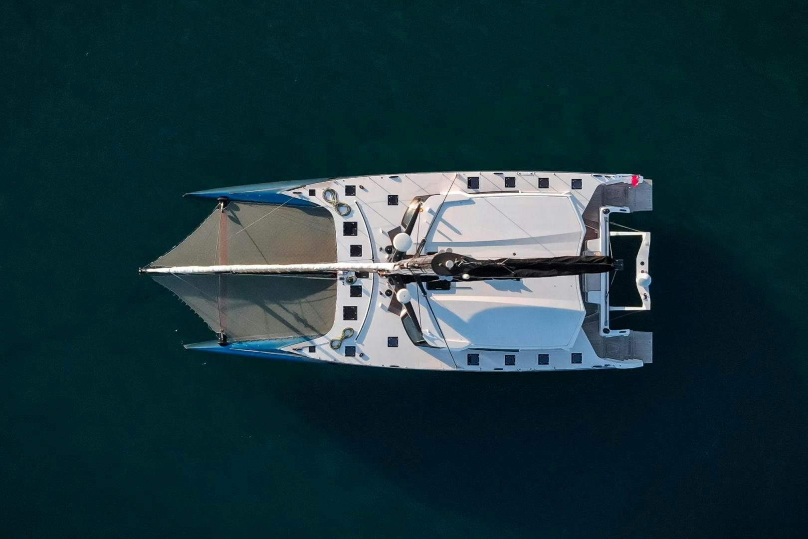 a model of a ship aboard MY CAT Yacht for Sale