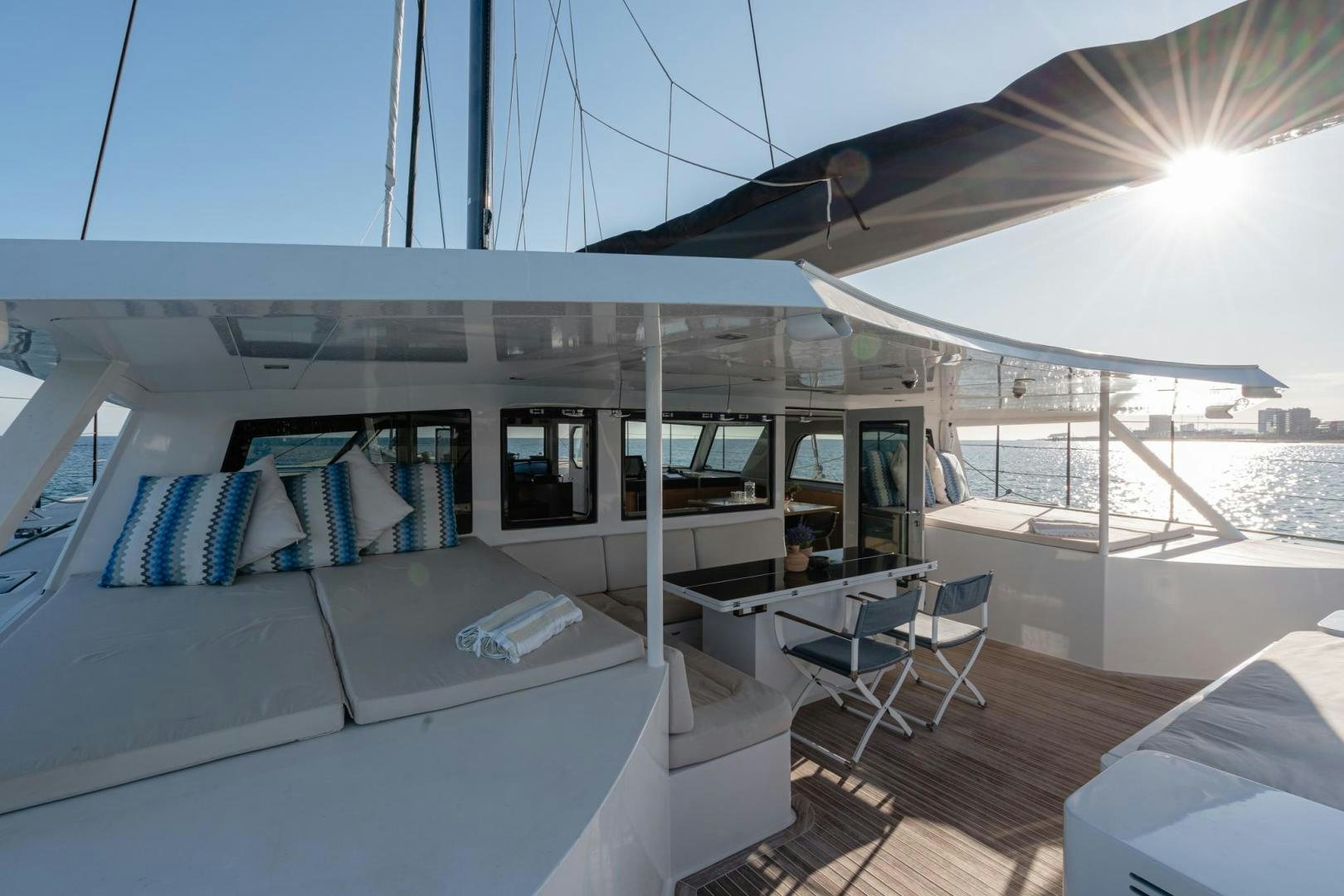 a boat on the water aboard MY CAT Yacht for Sale