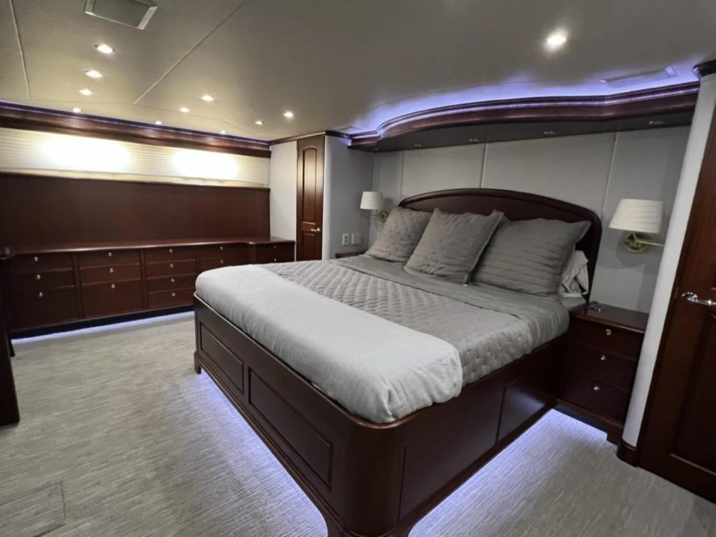 a bed in a room aboard SELQET Yacht for Sale
