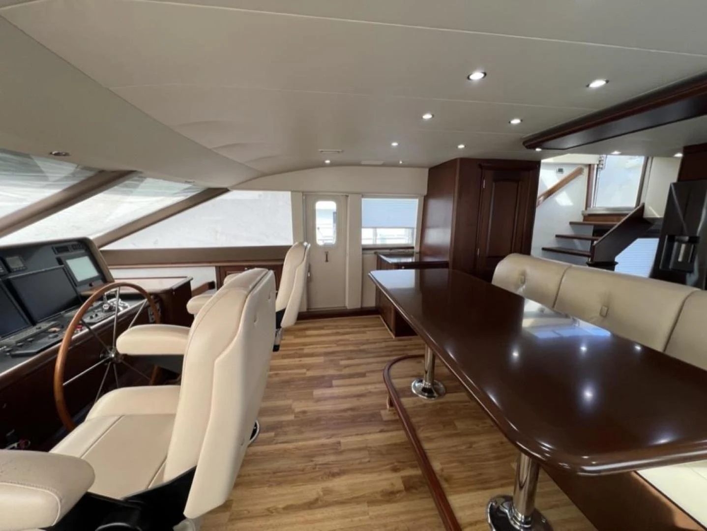 inside of a vehicle with a wood floor and a wood floor aboard SELQET Yacht for Sale