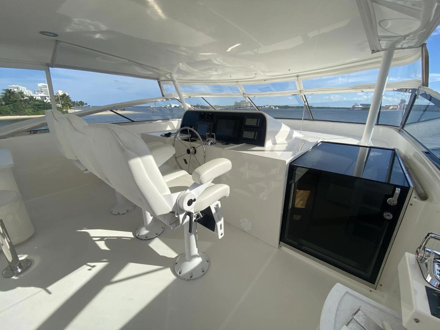 a white airplane with a black screen aboard SELQET Yacht for Sale