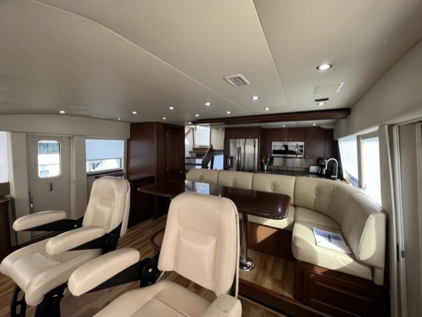 a room with a couch and a television aboard SELQET Yacht for Sale