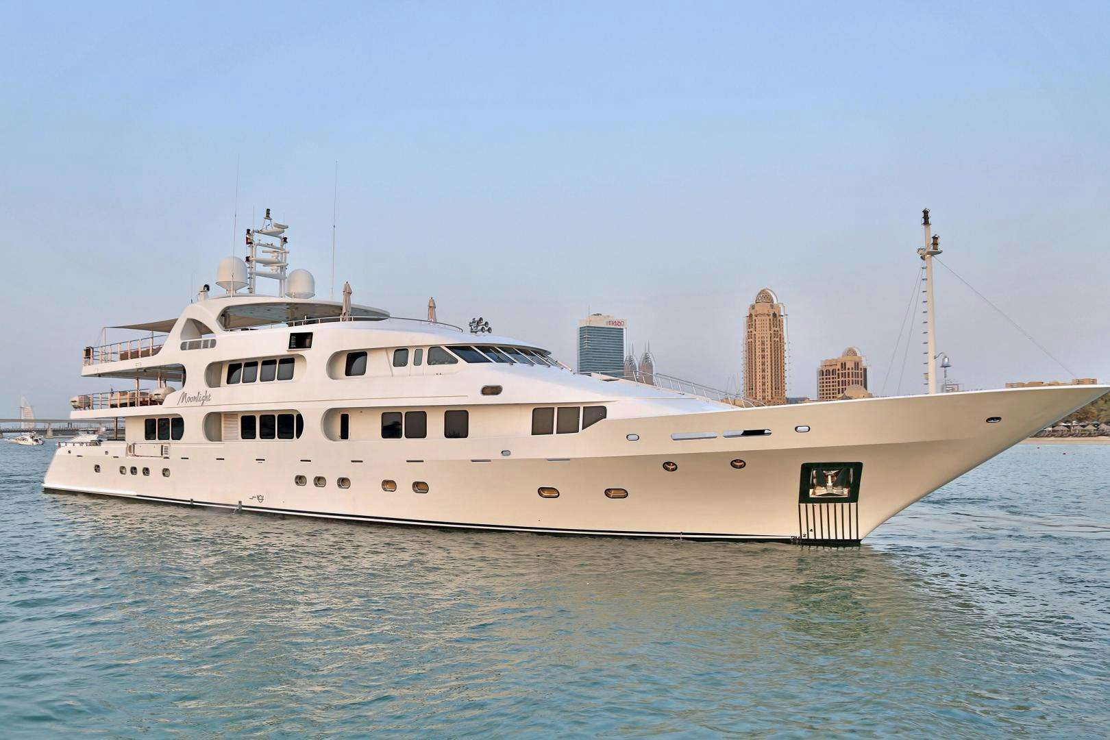 a large white boat in the water aboard SEABREEZE Yacht for Sale