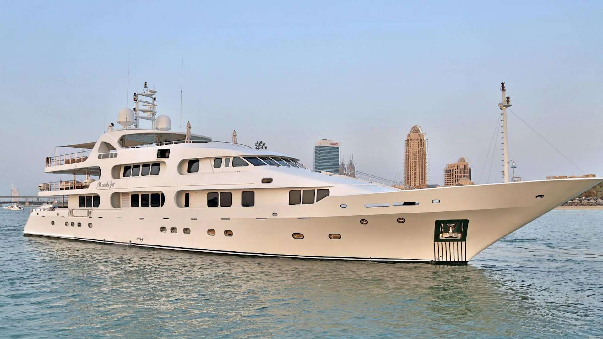 a large white boat in the water aboard SEABREEZE Yacht for Sale
