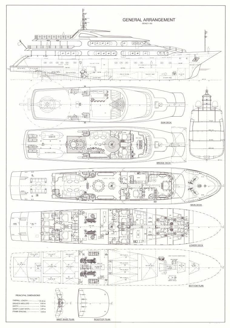diagram, engineering drawing aboard SOJO Yacht for Sale