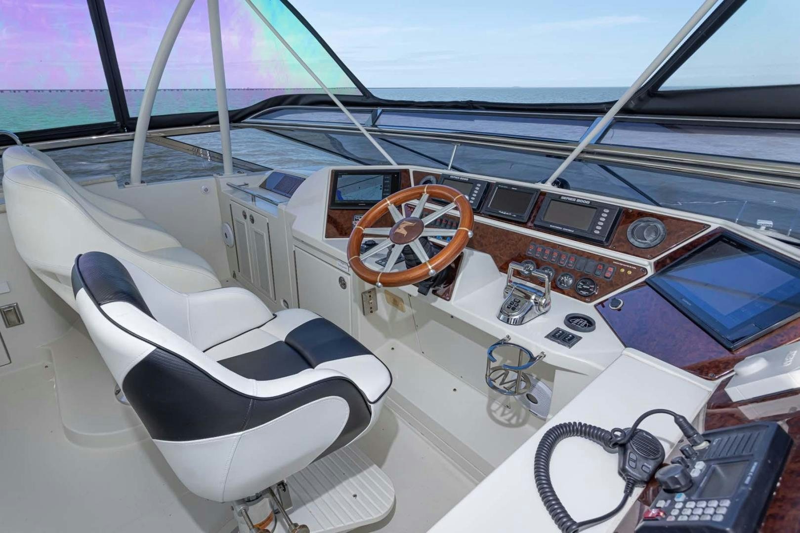 a cockpit of an airplane aboard DECKED OUT Yacht for Sale