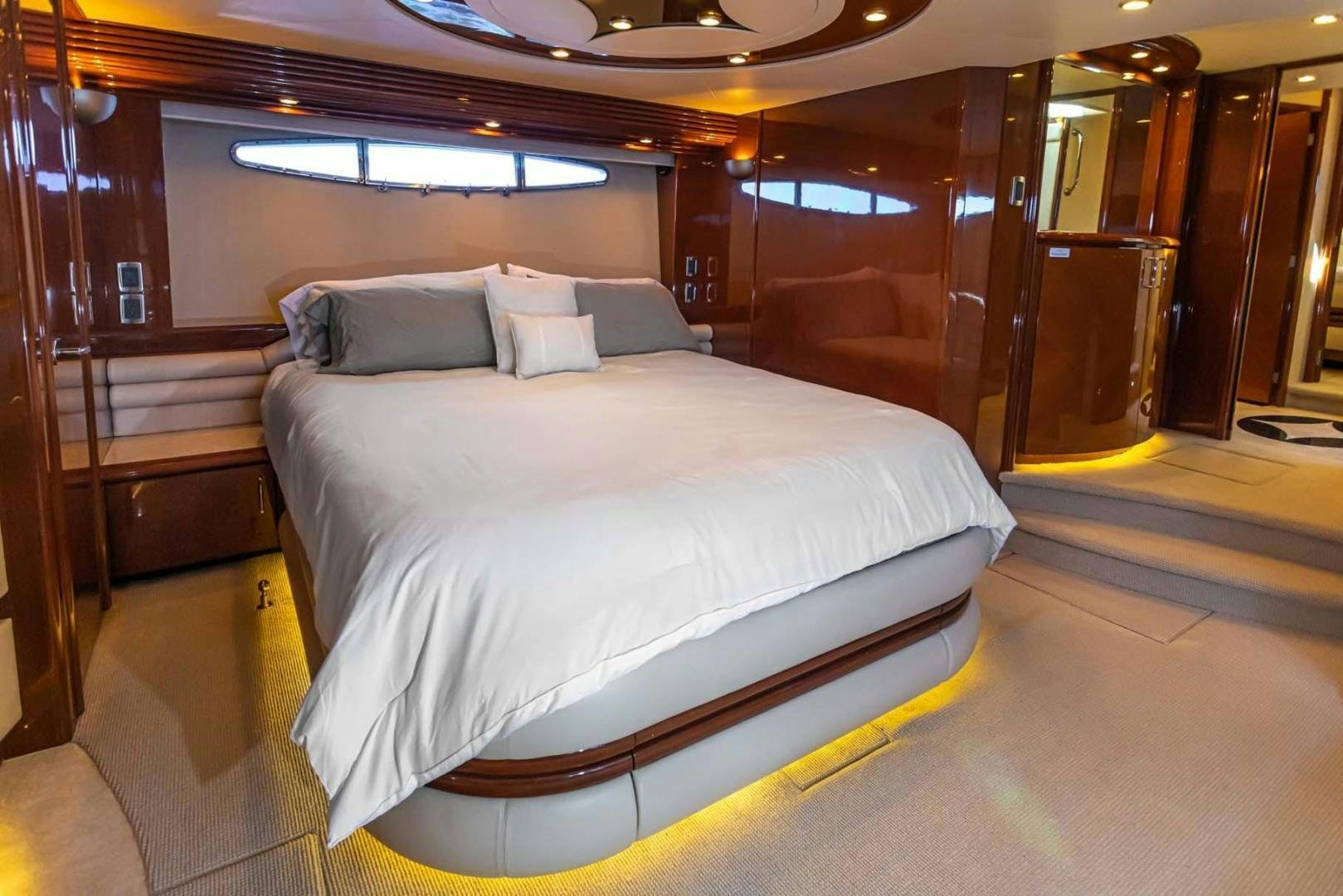 a bed in a room aboard DECKED OUT Yacht for Sale