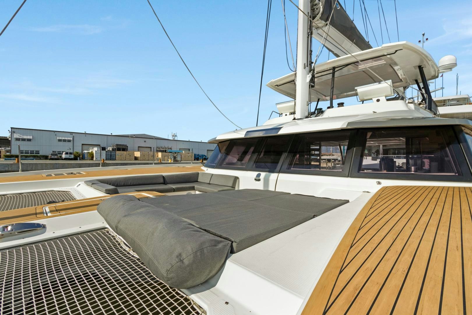 a boat on a deck aboard Ocean Seven Yacht for Sale