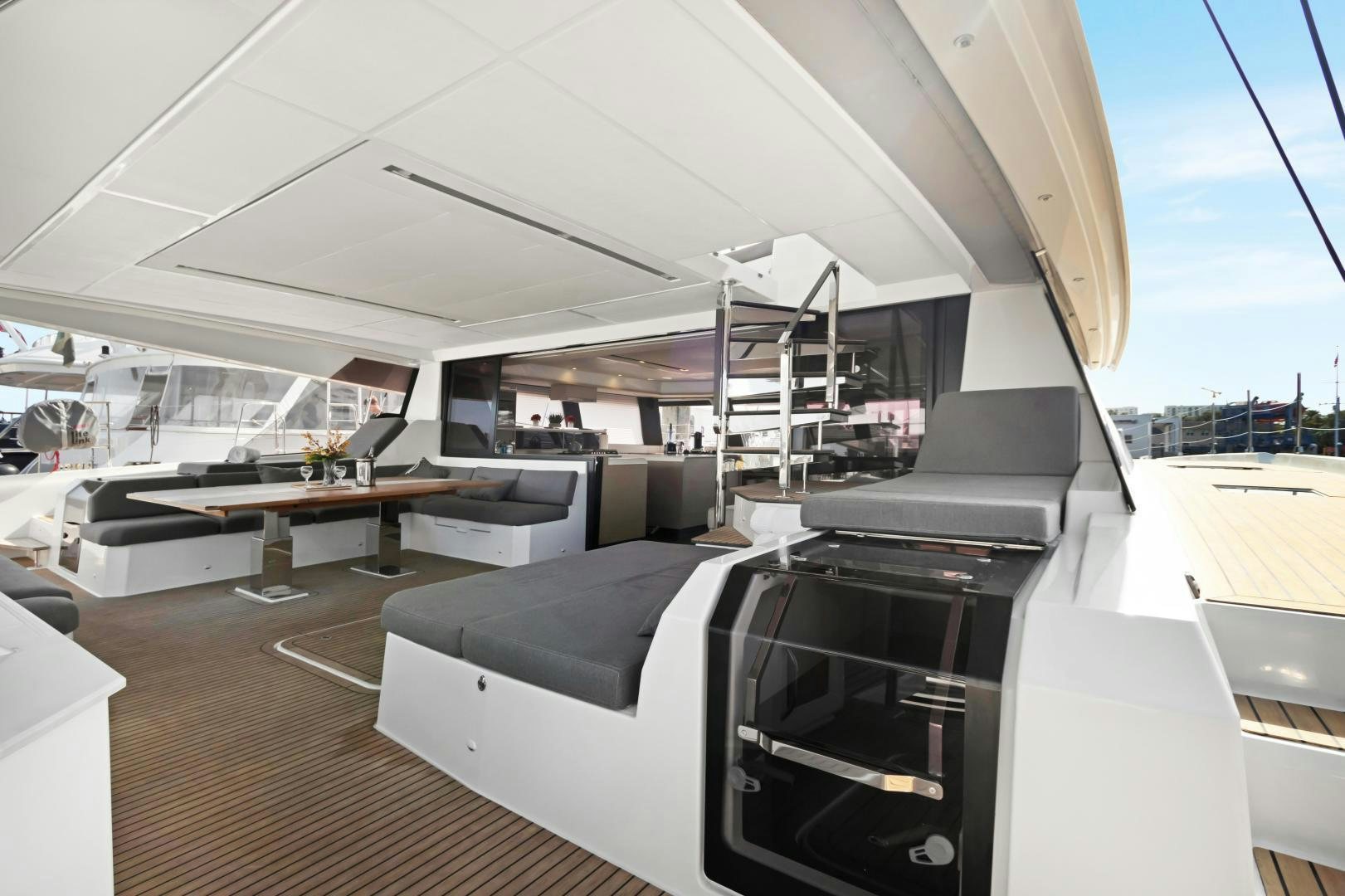 inside of a building aboard Ocean Seven Yacht for Sale