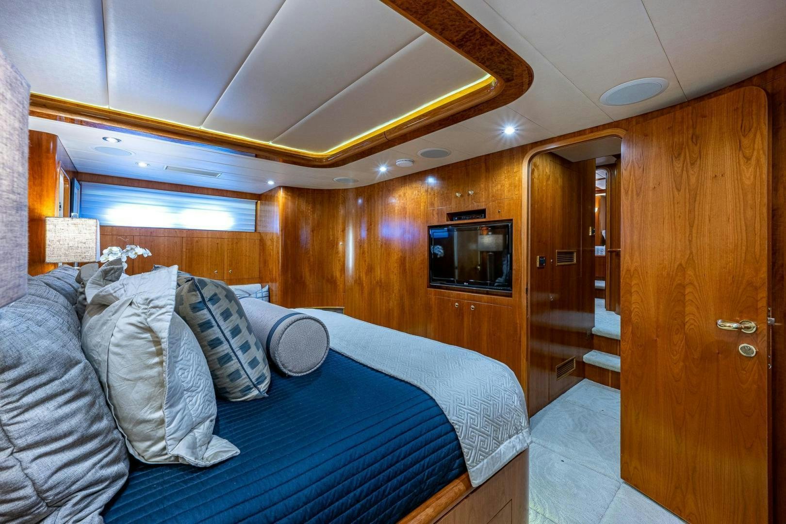 a bed in a cabin aboard ODYSSEY Yacht for Sale