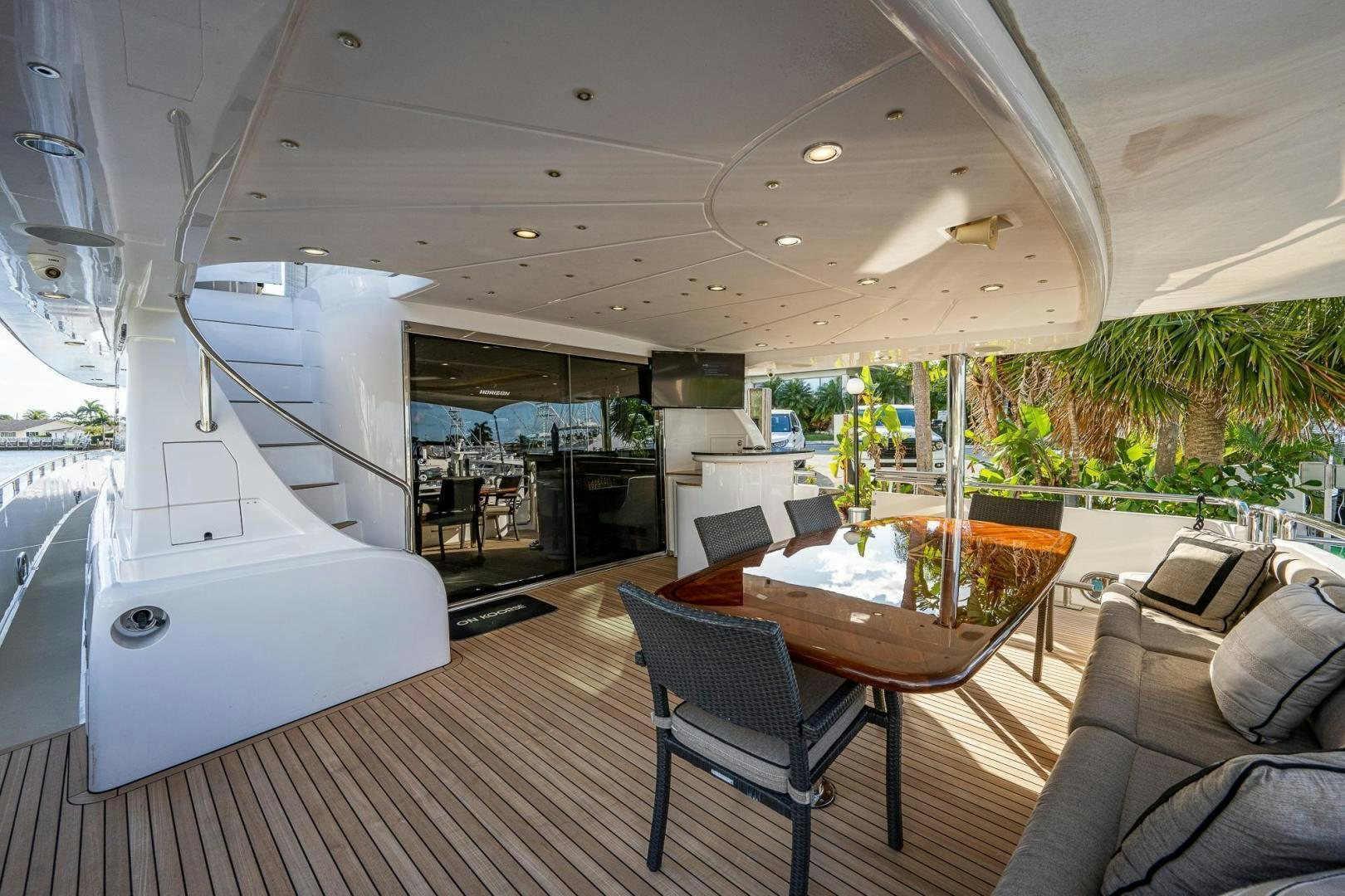 a modern looking living room aboard ODYSSEY Yacht for Sale