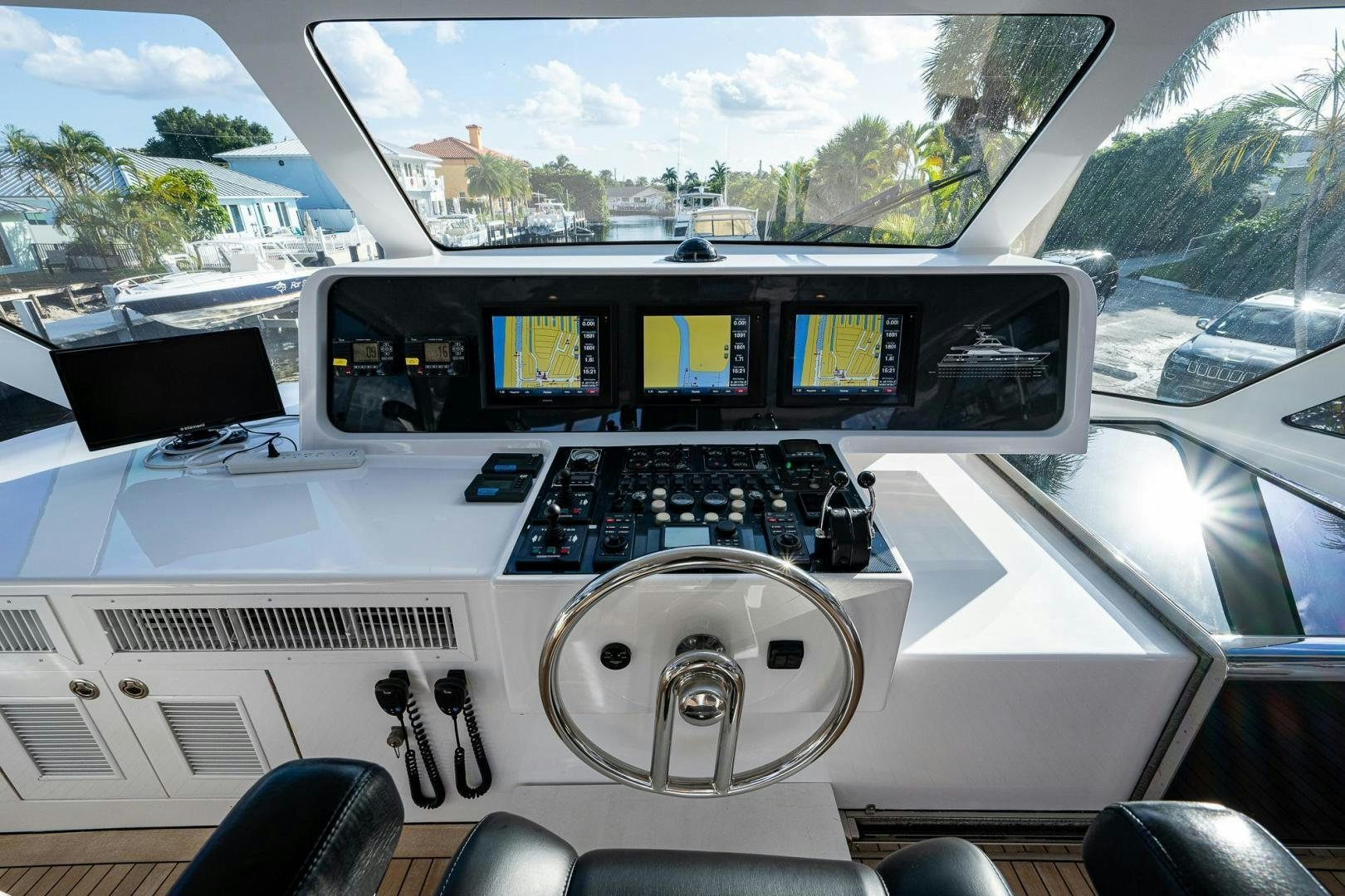 inside of a car aboard ODYSSEY Yacht for Sale