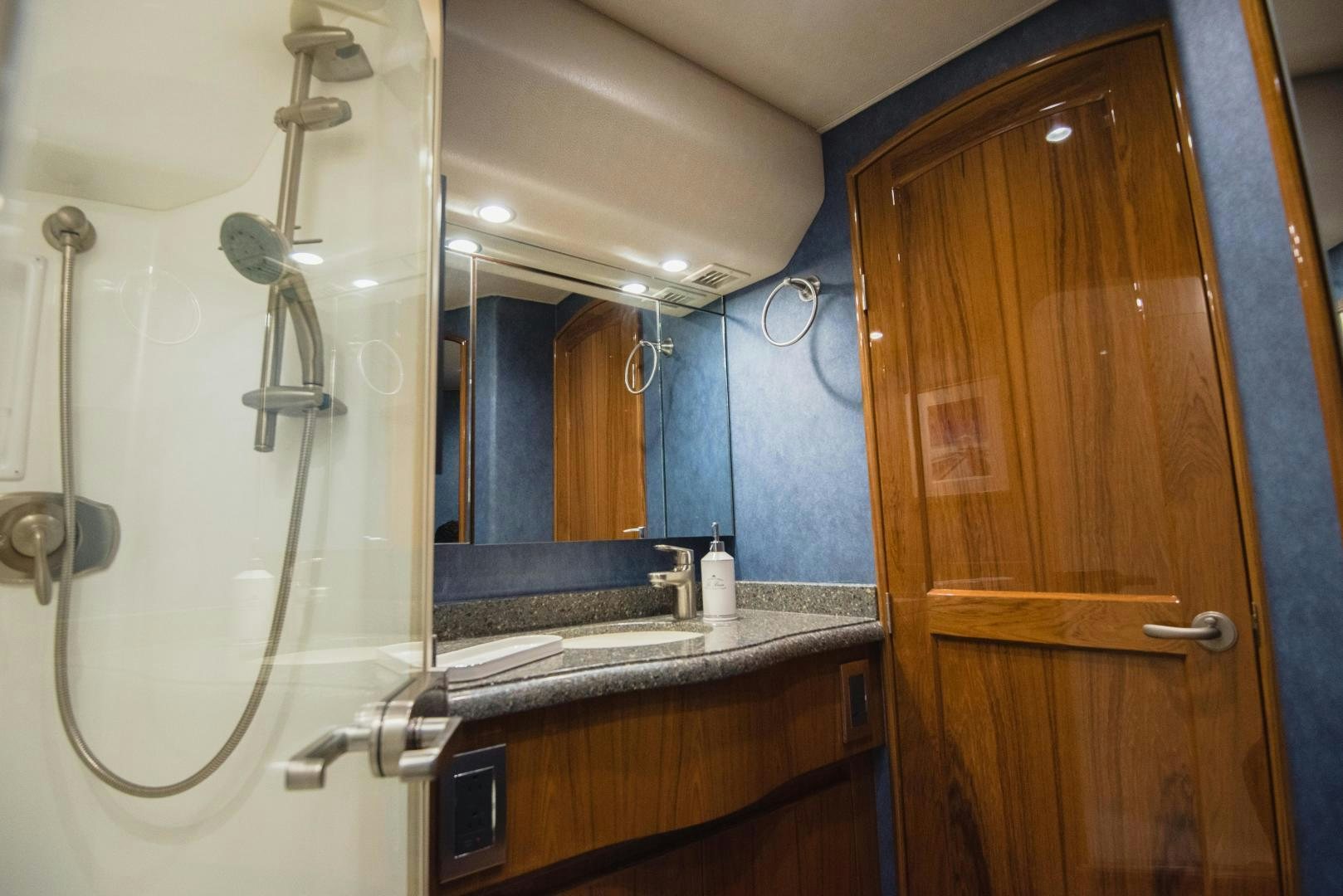 a bathroom with a shower and sink aboard C STUDENT Yacht for Sale
