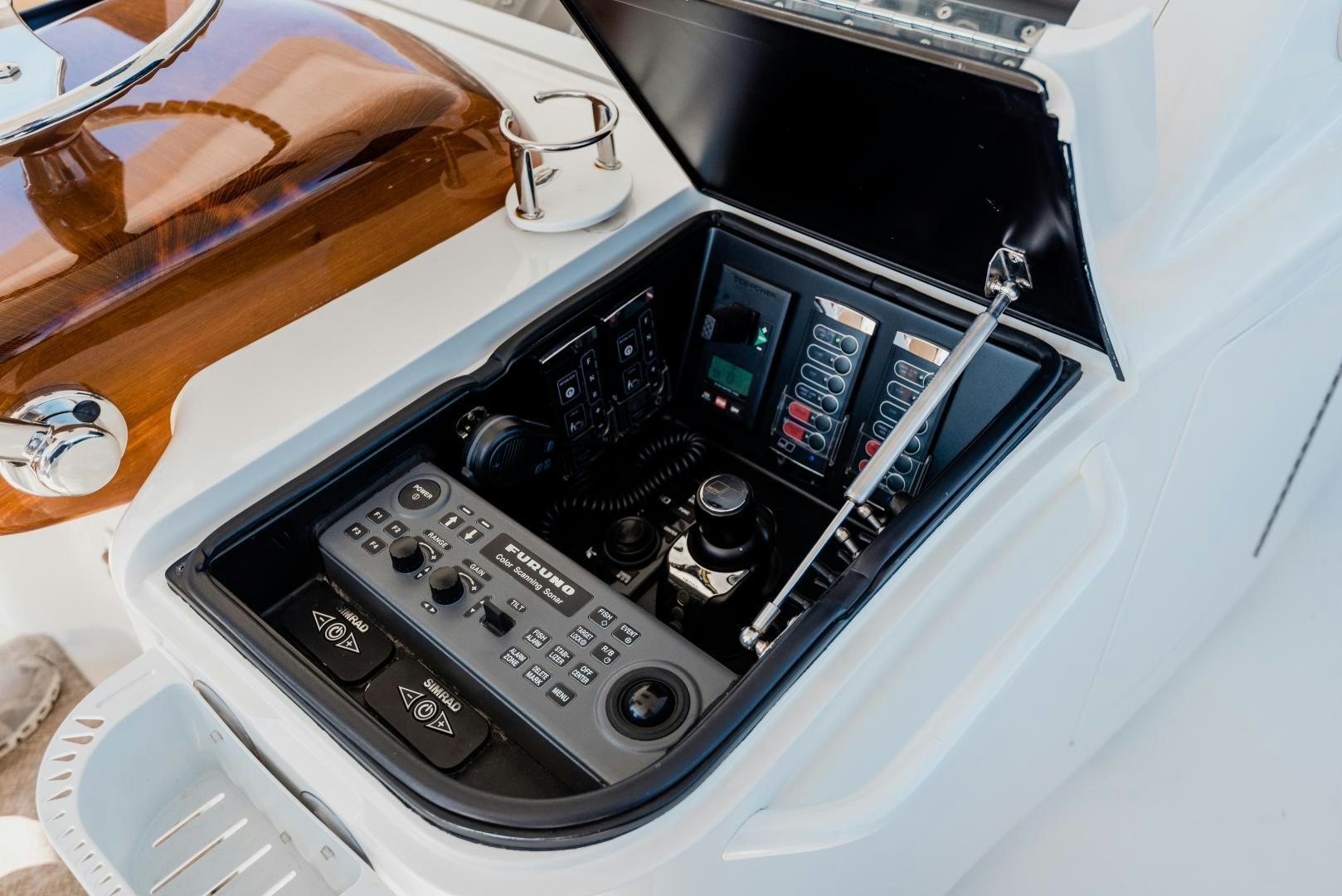 a black electronic device aboard C STUDENT Yacht for Sale