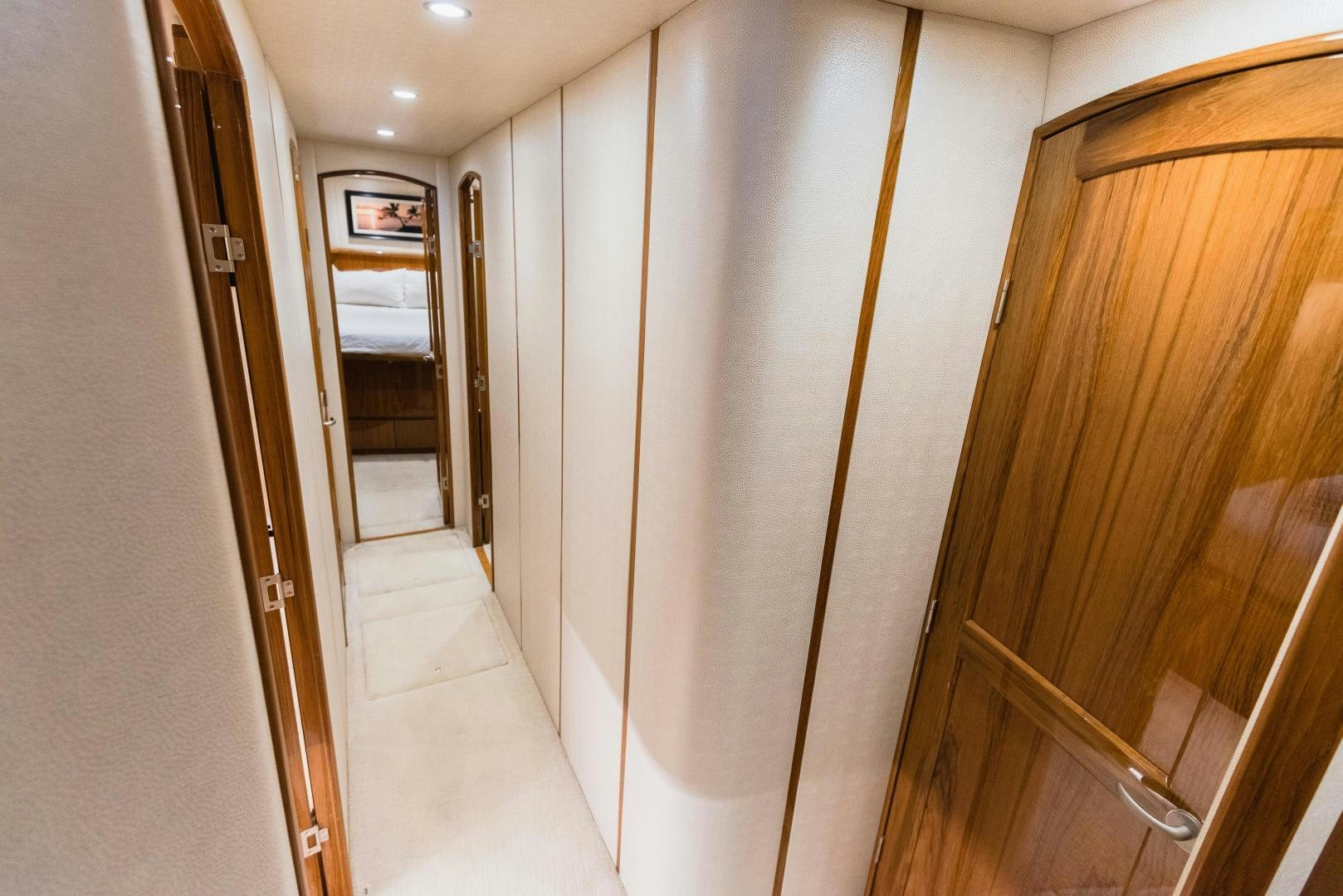 a hallway with doors aboard C STUDENT Yacht for Sale