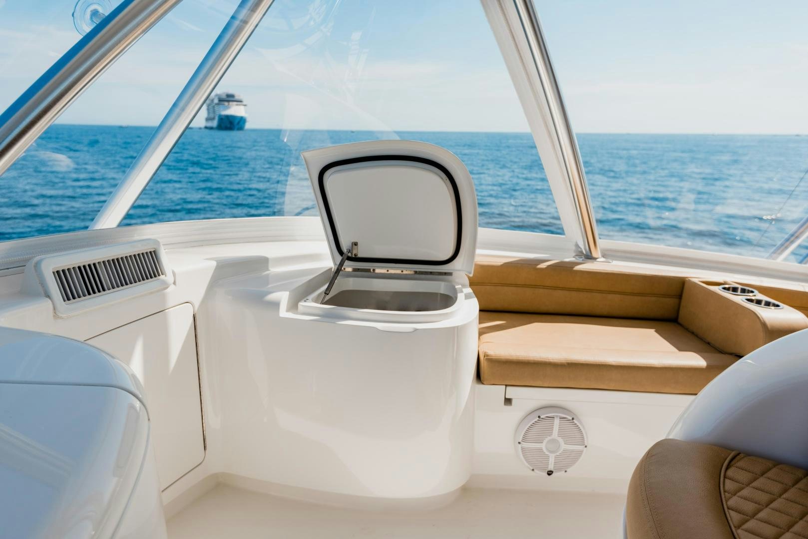 a boat with a white steering wheel aboard C STUDENT Yacht for Sale
