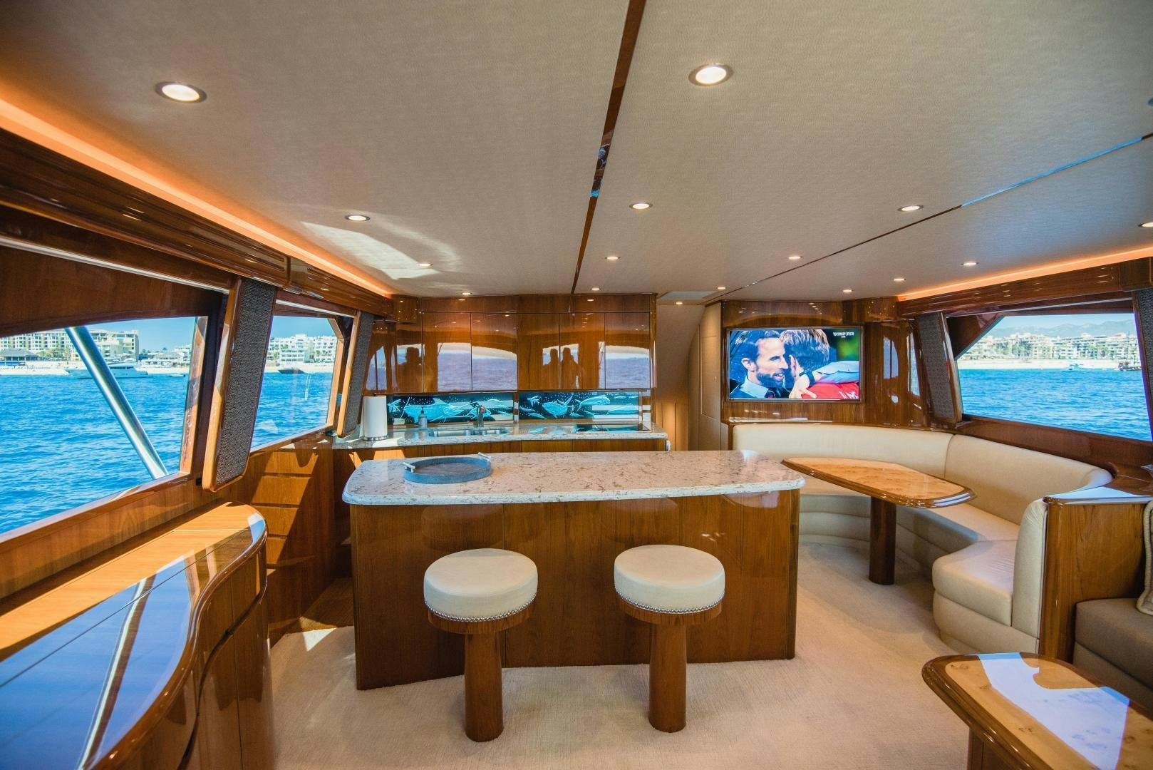 a room with a table and chairs aboard C STUDENT Yacht for Sale