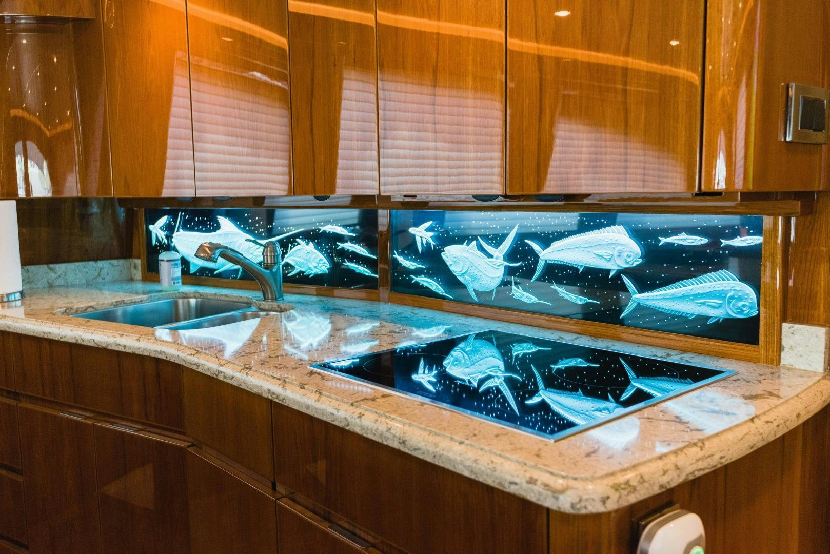 a kitchen with a sink and a mirror aboard C STUDENT Yacht for Sale