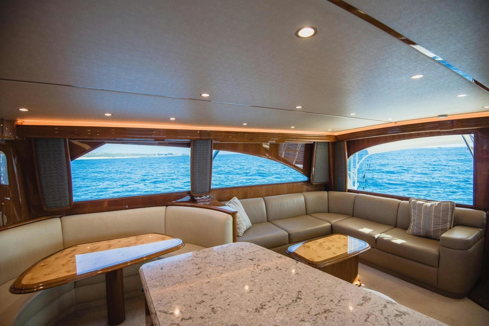 a living room with a large swimming pool aboard C STUDENT Yacht for Sale
