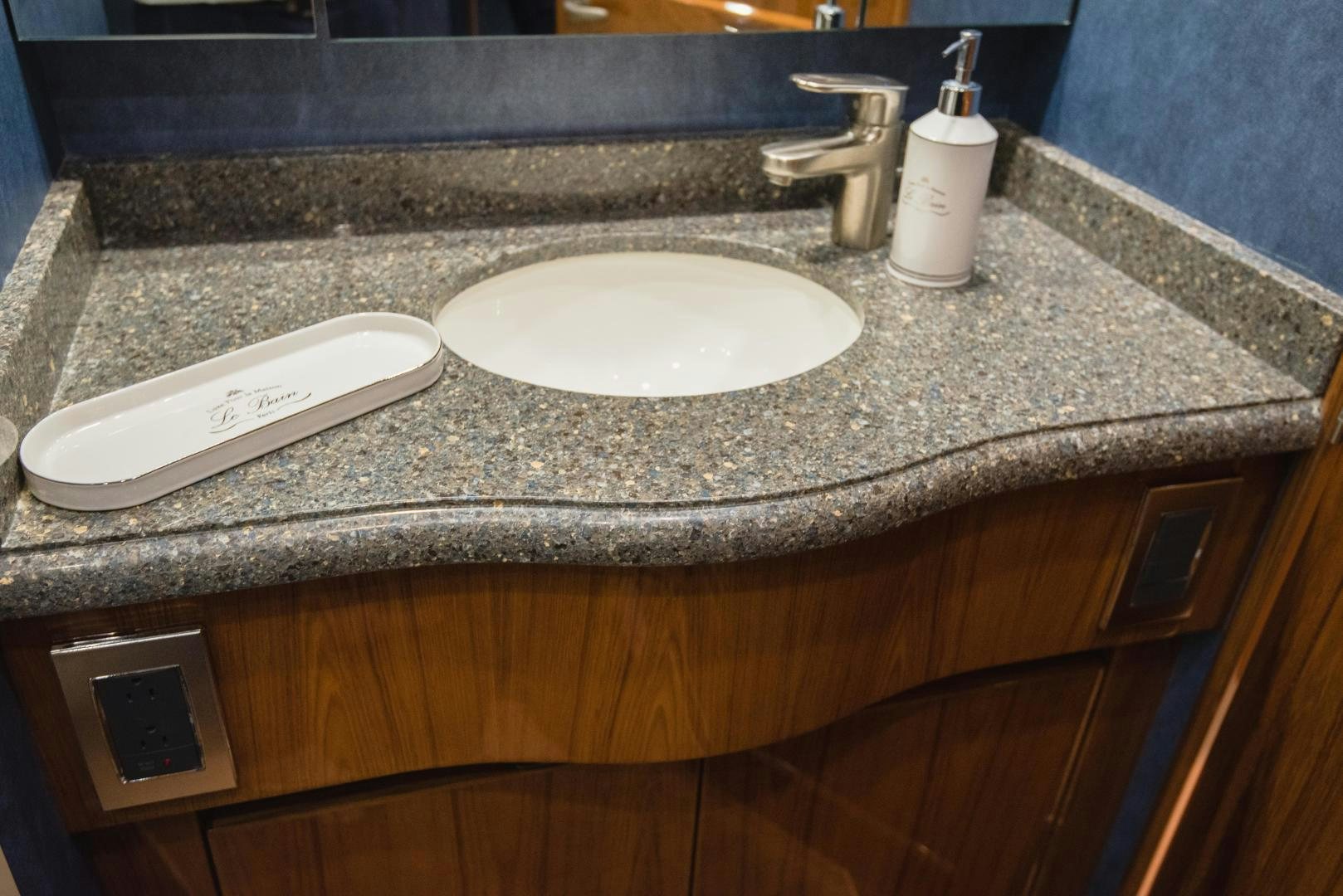 a bathroom countertop with a sink and a towel aboard C STUDENT Yacht for Sale