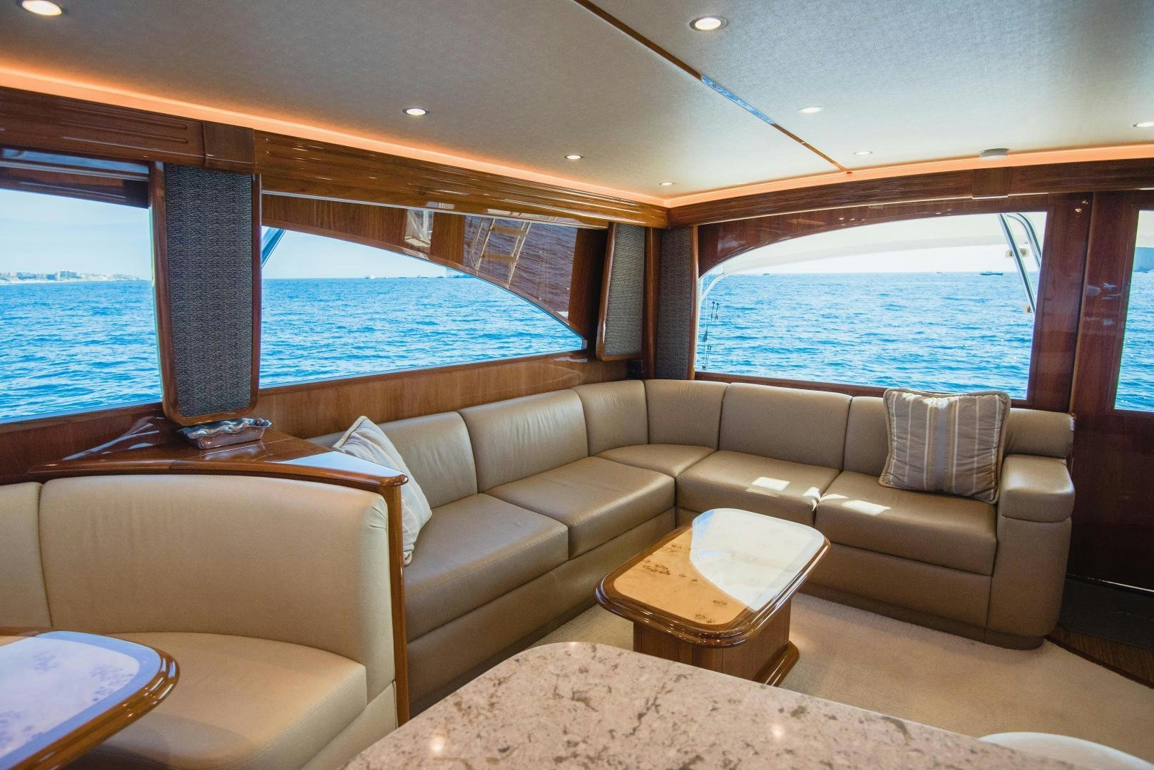 a living room with a large window aboard C STUDENT Yacht for Sale