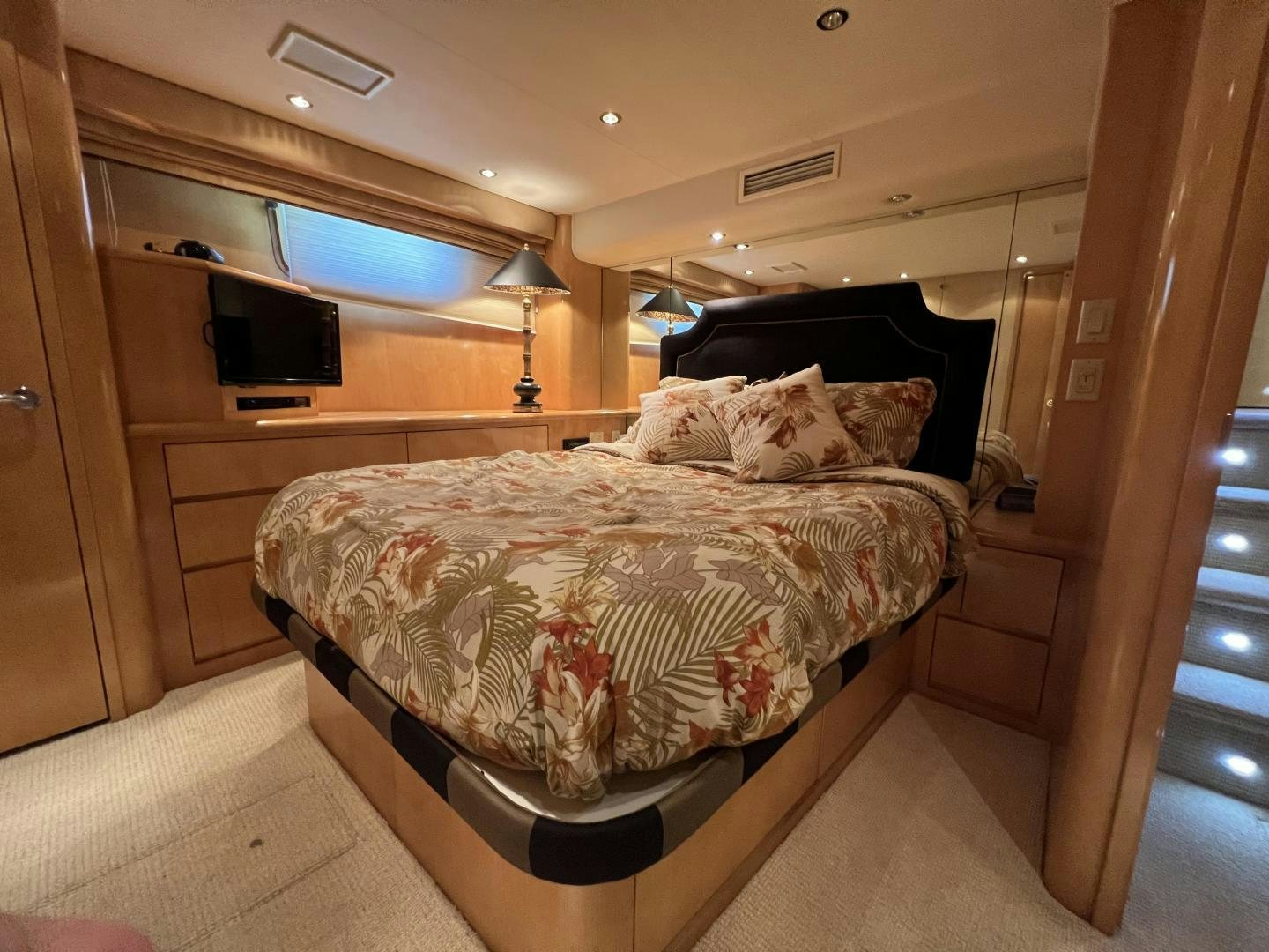 a bed in a room aboard LUCKY JOE Yacht for Sale