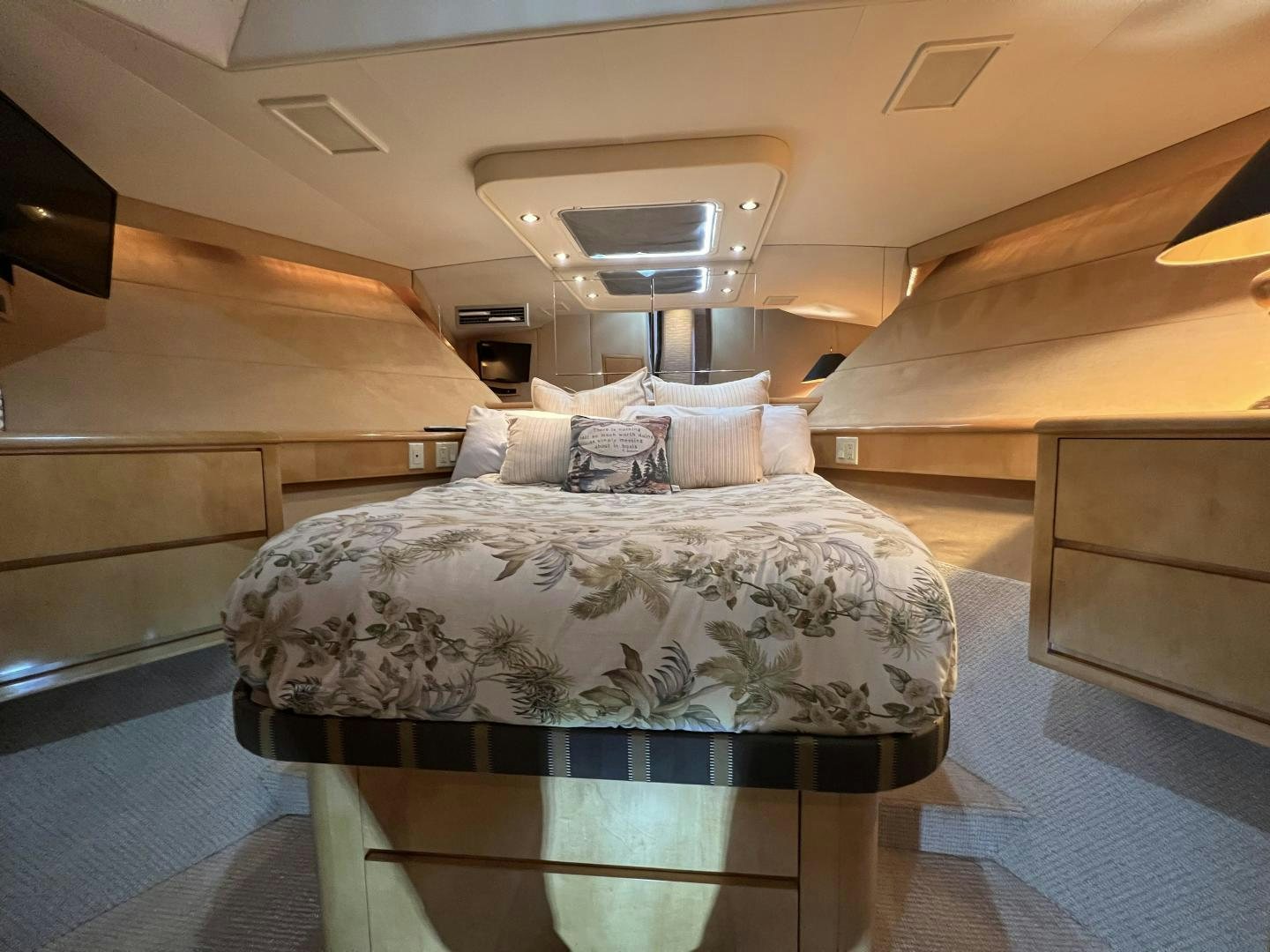 a bed in a room aboard LUCKY JOE Yacht for Sale