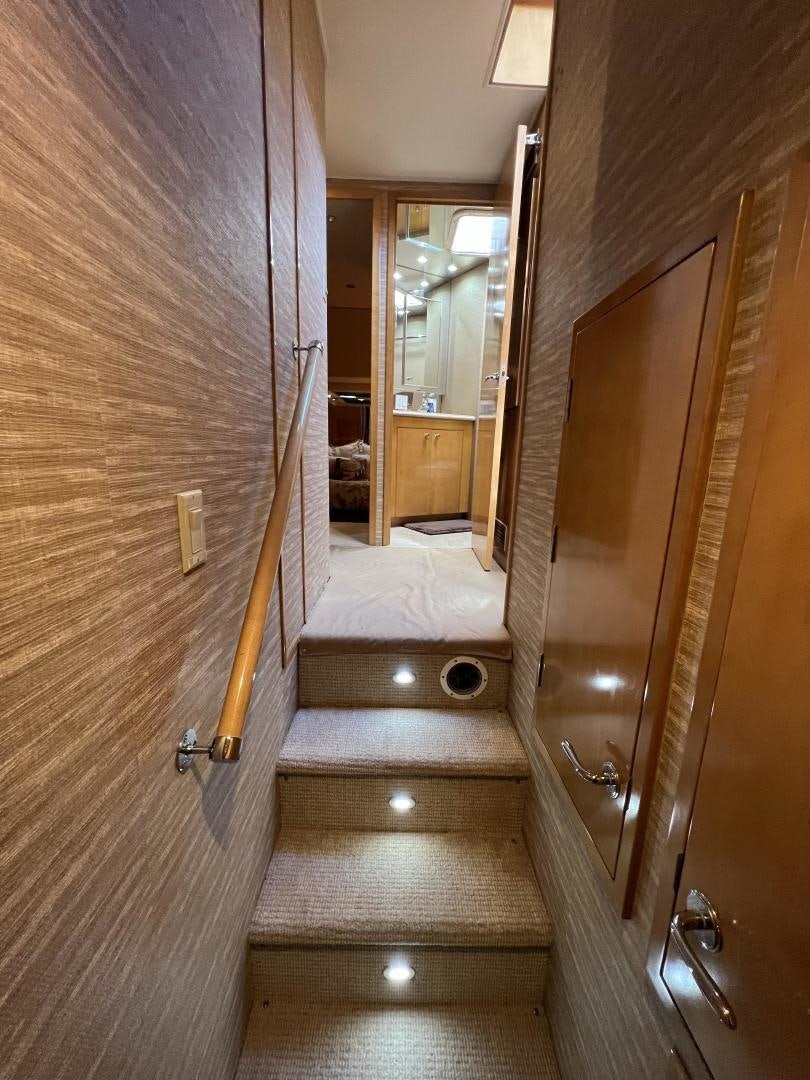 a bathroom with a glass shower aboard LUCKY JOE Yacht for Sale
