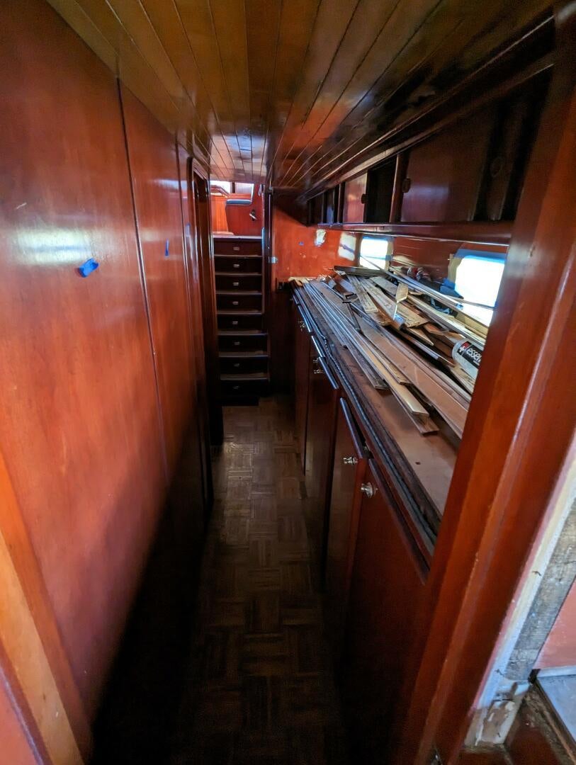 a long hallway with a wood floor aboard ISABELLA Yacht for Sale