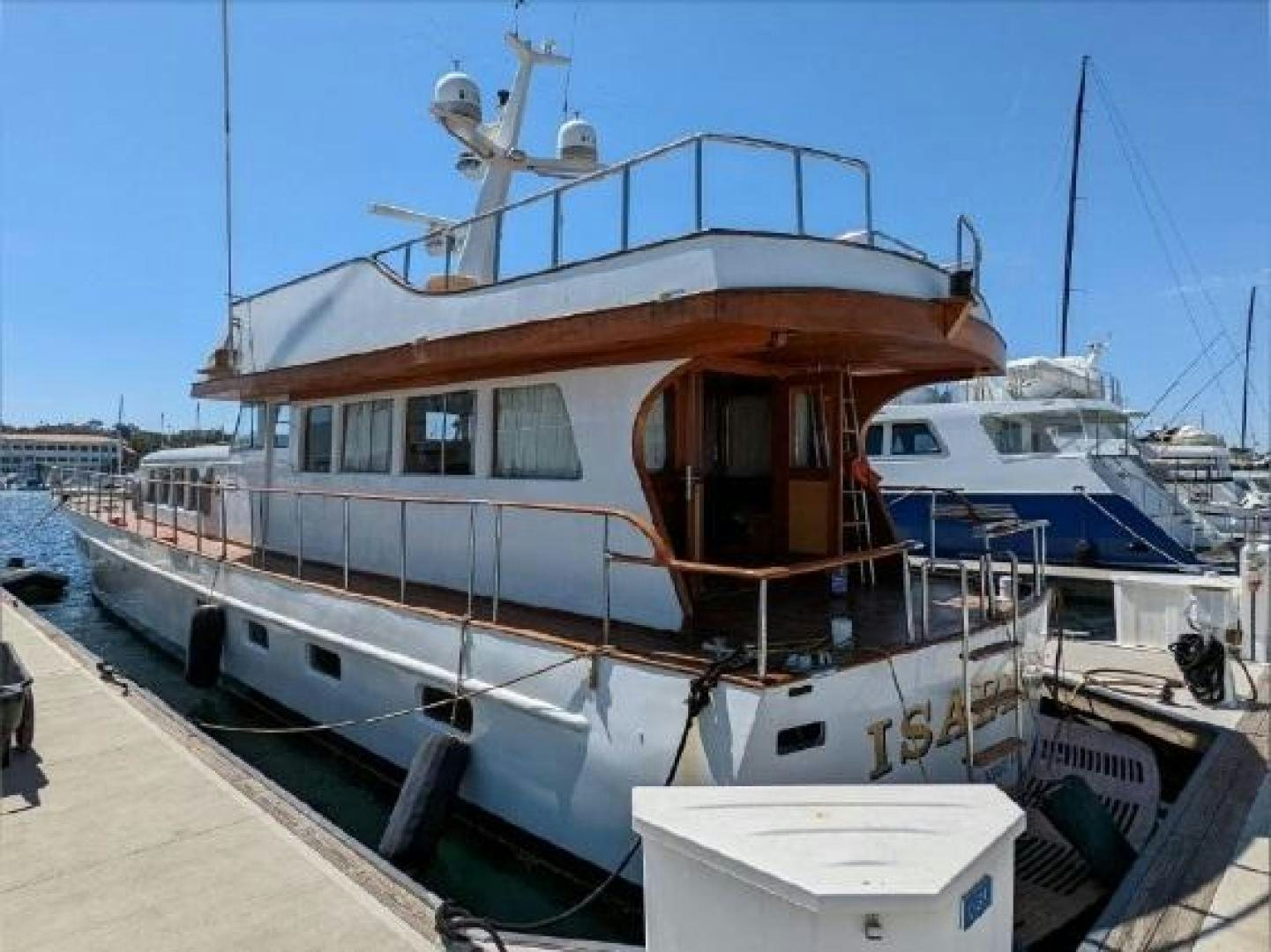 a boat docked at a pier aboard ISABELLA Yacht for Sale