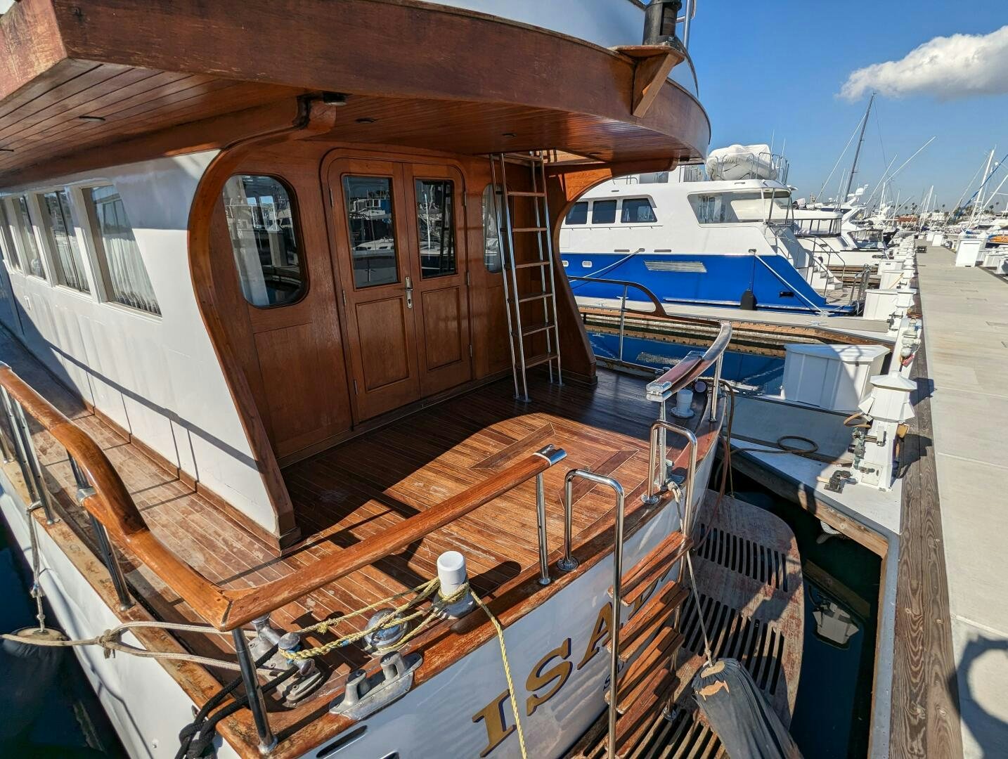 a boat docked at a pier aboard ISABELLA Yacht for Sale