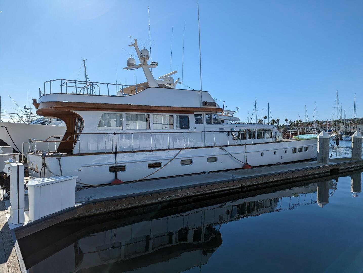 a large white boat on the water aboard ISABELLA Yacht for Sale